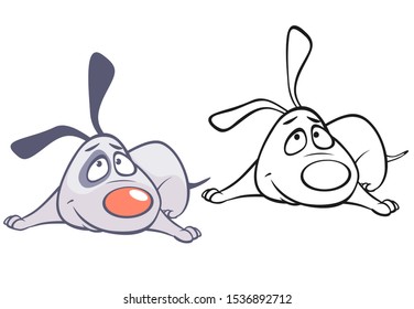 Vector Illustration of a Cute Cartoon Character Hunting Dog for you Design and Computer Game. Coloring Book Outline 