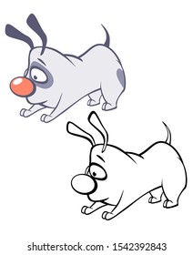 Vector Illustration of a Cute Cartoon Character Hunting Dog for you Design and Computer Game. Coloring Book Outline 