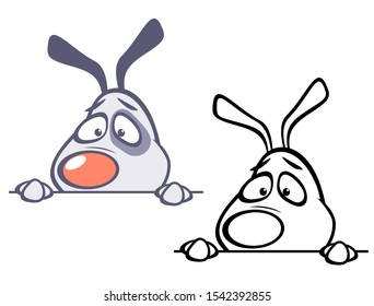 Vector Illustration of a Cute Cartoon Character Hunting Dog for you Design and Computer Game. Coloring Book Outline 