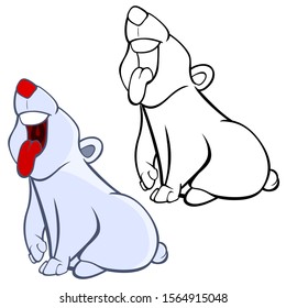 Vector Illustration of a Cute Cartoon Character Polar Bear  for you Design and Computer Game. Coloring Book Outline 