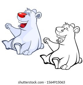 Vector Illustration of a Cute Cartoon Character Polar Bear  for you Design and Computer Game. Coloring Book Outline 