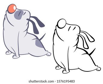 Vector Illustration of a Cute Cartoon Character Hunting Dog for you Design and Computer Game. Coloring Book Outline 