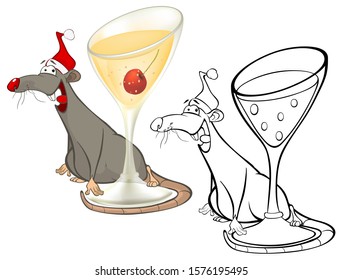 Vector Illustration of a Cute Cartoon Character Rat for you Design and Computer Game. Coloring Book Outline Set 