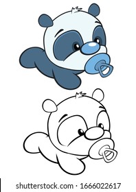 Vector Illustration of a Cute Cartoon Character Panda for you Design and Computer Game. Coloring Book Outline Set 
