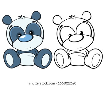 Vector Illustration of a Cute Cartoon Character Panda for you Design and Computer Game. Coloring Book Outline Set 