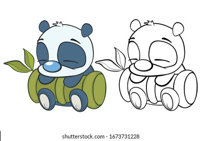Vektorillustration Illustration eines Cute Cartoon Charakter Panda für Sie Design und Computer-Spiel. Übersicht über das Farbbuch 