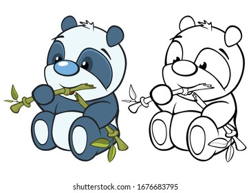 Vector Illustration of a Cute Cartoon Character Panda for you Design and Computer Game. Coloring Book Outline Set 
