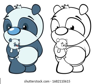 Vector Illustration of a Cute Cartoon Character Panda for you Design and Computer Game. Coloring Book Outline Set 