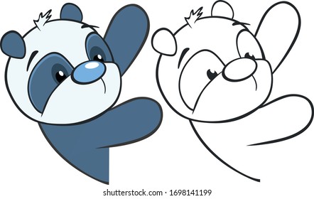 Vector Illustration of a Cute Cartoon Character Panda for you Design and Computer Game. Coloring Book Outline Set 