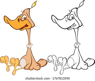 Vector Illustration of a Cute Cartoon Character Bird for you Design and Computer Game. Coloring Book