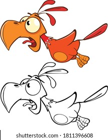 Vector Illustration of a Cute Cartoon Character Bird for you Design and Computer Game. Coloring Book