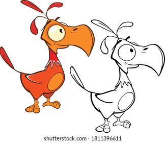 Ilustración vectorial de un pájaro de caricatura para su diseño y juego de computadora. Libro de Colores