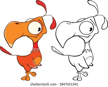 Vector Illustration of a Cute Cartoon Character Bird for you Design and Computer Game. Coloring Book