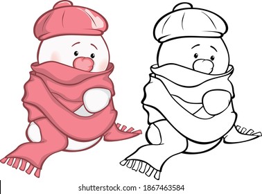 Vektorgrafik eines Cute Cartoon Charakter Snowman für Sie Design und Computerspiel. Rahmenset für Farbbücher 