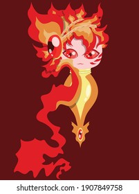 Vector illustration cute cartoon character fire fairy 