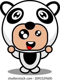 vector illustration of cute cartoon character panda mascot costume animal crazy expression