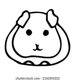 Vector illustration of cute cartoon character Little guinea pig or hamster for children, coloring page hand drawn style