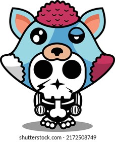 vector illustration of cute cartoon character zombie mascot bone animal cat halloween