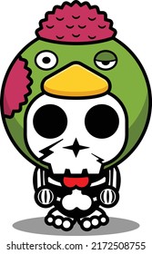 vector illustration of cute cartoon character zombie mascot bone animal chicken halloween