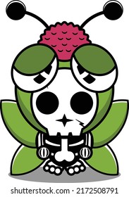 vector illustration of cute cartoon character zombie mascot bone animal bee halloween