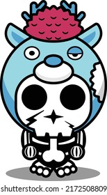 vector illustration of cute cartoon character zombie mascot bone animal deer halloween