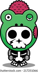 vector illustration of cute cartoon character zombie mascot bone animal frog halloween