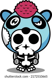 vector illustration of cute cartoon character zombie mascot bone animal panda halloween