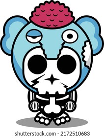 vector illustration of cute cartoon character zombie mascot bone animal elephant halloween