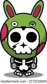 vector illustration of cute cartoon character zombie mascot bone animal rabbit halloween