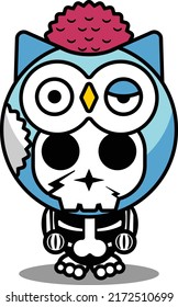 vector illustration of cute cartoon character zombie mascot bone animal owl halloween
