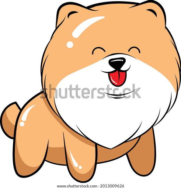 Vector Illustration Cute Cartoon Character Pomeranian Stock Vector