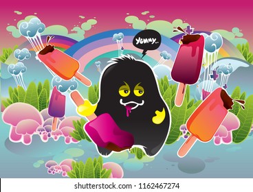 Vector Illustration cute cartoon characters playing in the park