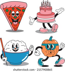 vector illustration of cute cartoon characters totaling 4 images in 1 file, very suitable for stickers and logos