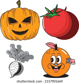 vector illustration of cute cartoon characters totaling 4 images in 1 file, very suitable for stickers and logos