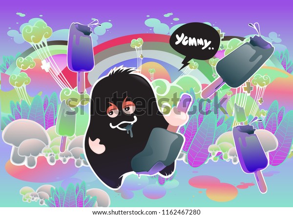 Vector Illustration Cute Cartoon Characters Playing Stock Vector