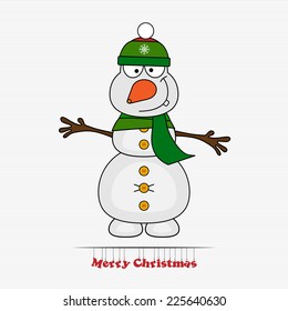 Vector illustration of cute cartoon Christmas snowman