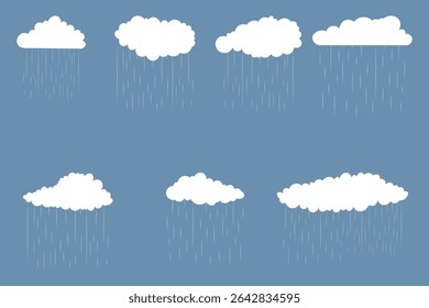 Vector illustration of cute cartoon clouds with colorful rain drops, soft pastel weather scene, seamless child-friendly background, adorable sky pattern for kids prints, digital use, or fabric

