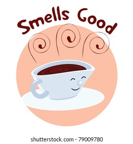 Vector illustration of cute cartoon coffee cup