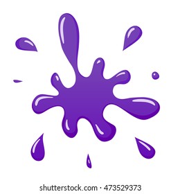 Vector Illustration with Cute Cartoon Color Paint Splashes, Splatters, Splodges, Blots.