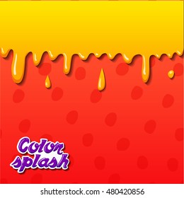 Vector Illustration with Cute Cartoon Color Paint Splashes, Splatters, Splodges, Blots.