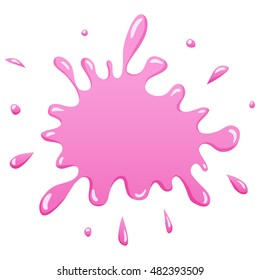 Vector Illustration with Cute Cartoon Color Paint Splashes, Splatters, Splodges, Blots.