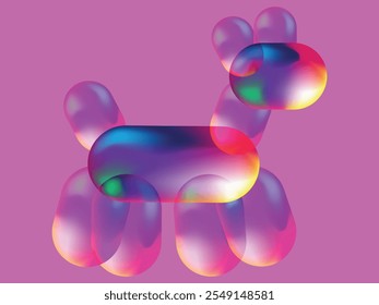 Vector illustration of cute cartoon colorful bubble animal. Balloon Dog