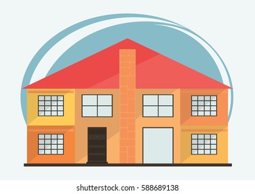 Vector Illustration of Cute Cartoon Colorful House. Vector Flat Buildings Illustration