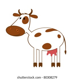 Vector illustration of cute cartoon cow