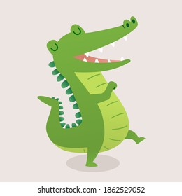 Vector illustration of cute cartoon Crocodile. eps 10 vector.