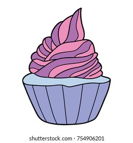 Vector illustration of cute cartoon cupcake for children and scrap book