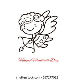 Vector illustration of cute Cartoon cupid. Valentine's day design concept. Cupid angel playing isolated on white background.