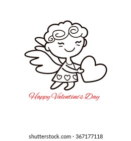Vector illustration of cute Cartoon cupid. Valentine's day design concept. Cupid angel playing isolated on white background.