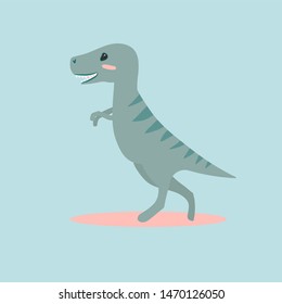 Vector illustration of cute cartoon dino character for children and scrap book. T-rex, tyrannosaurus.