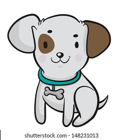 Vector illustration of a cute cartoon dog.
